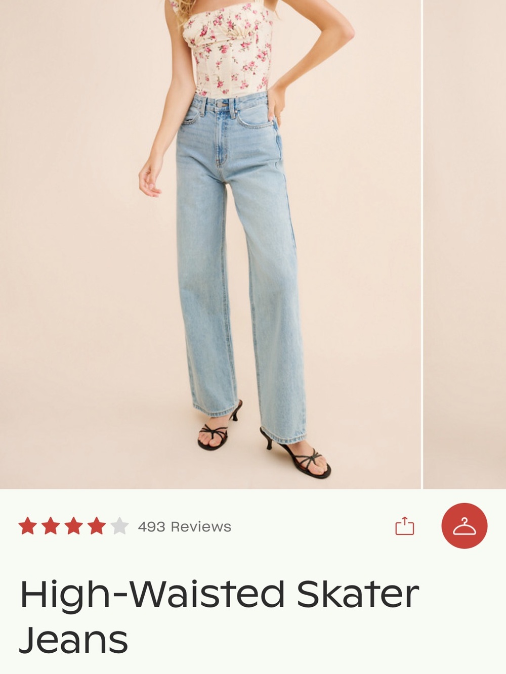 High-Rise Straight-Leg Jeans in Light Blue
